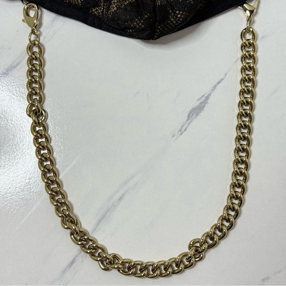 NWOT Bandolier Beige and Lace Sophie Mask with Gold Chain One Size Luxury Glam - Picture 9 of 10